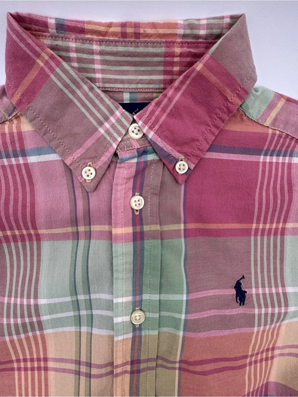 Polo by Ralph Lauren Boy’s Pink & Green Plaid Button-Down Shirt